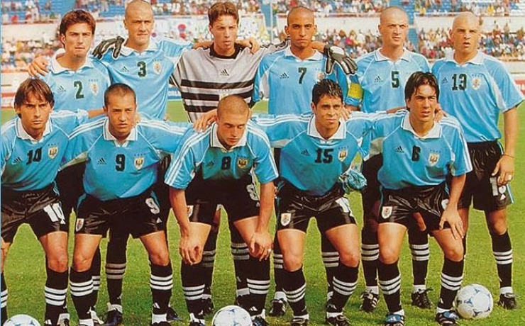 Camiseta de fútbol retro Uruguay Celeste Futbol, Azul / Patchwork, S